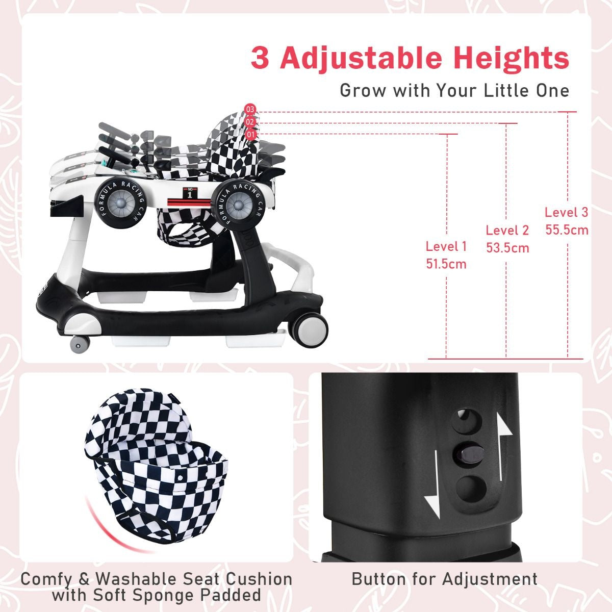 Coast Loopwagen - 4-in-1 - Max. 15 - Wit / Zwart