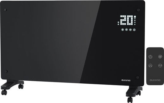 Auronic Elektrische Kachel – Met Thermostaat en Afstandsbediening - Glazen Paneel- 2500W Heater - Zwart