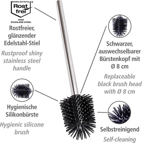 Wenko Toiletborstel 8 X 35 Cm Siliconen/rvs Zwart