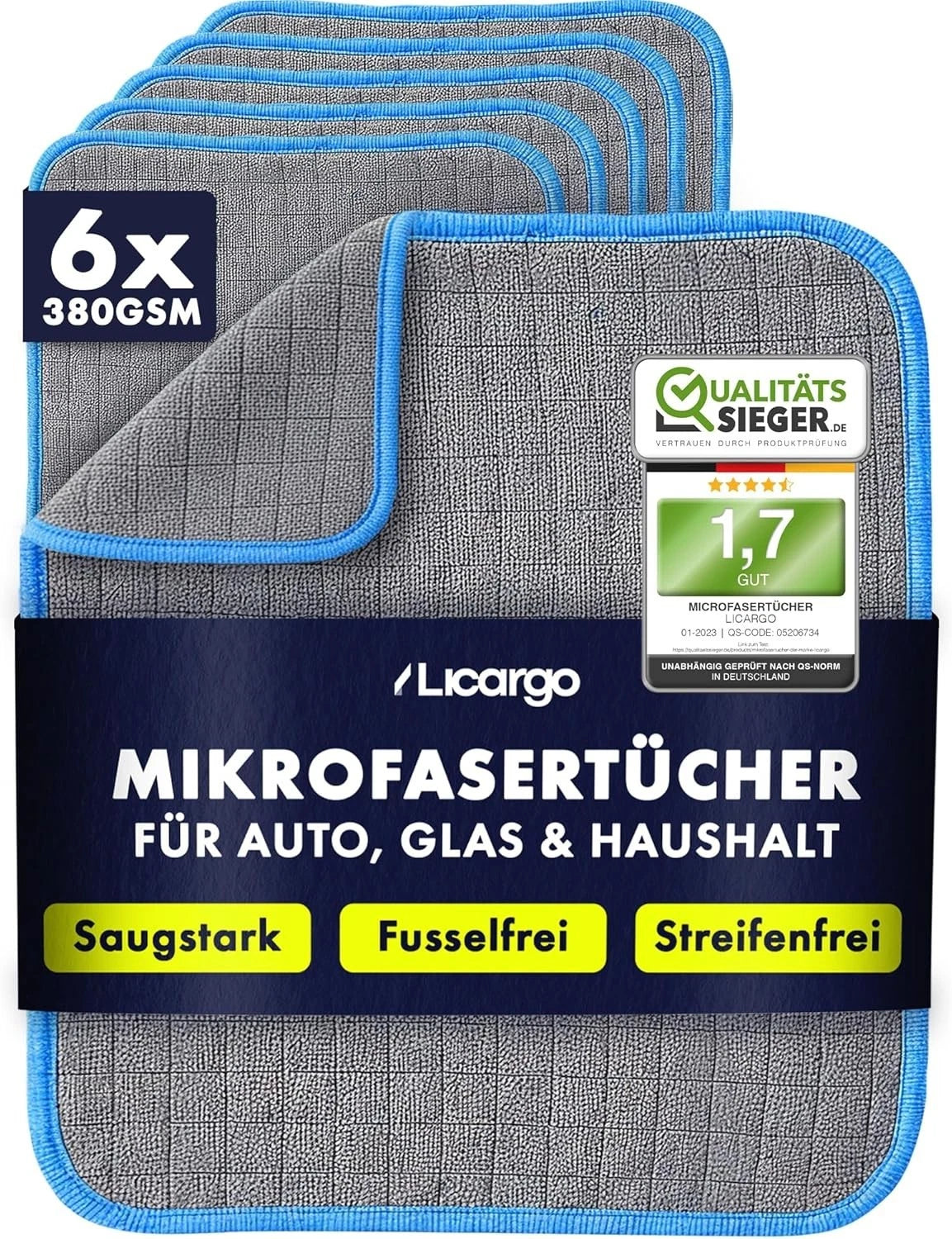 LICARGO Microvezeldoeken Set Premium – Voorzien Van Uniek Schaakbordpatroon En Hoge Absorptiecapaciteit En Pluisvrije Structuur – Voor Auto En Huishouden – Zwart En Blauw Textiel – Veertig bij Veertig cm