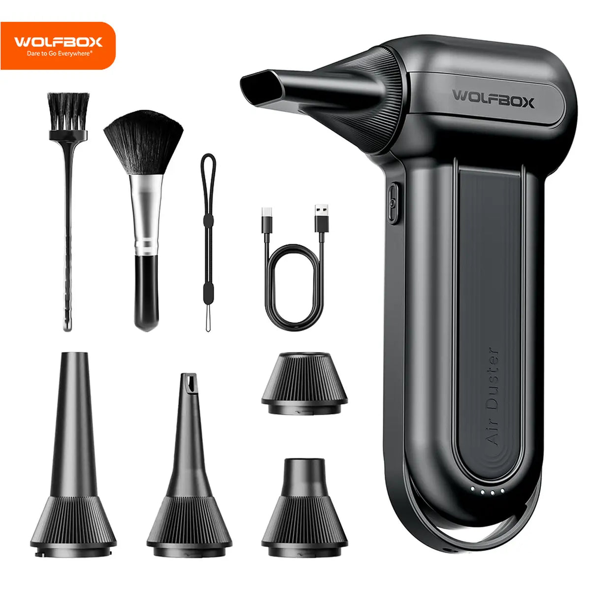 WOLFBOX DF100 Draadloze Elektrische Stofblazer - 150.000 RPM - Zwart