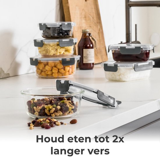Stosh Vershoudbakjes - Meal Prep Bakjes - Diepvriesbakjes - Glas - 12 Stuks - BPA vrij