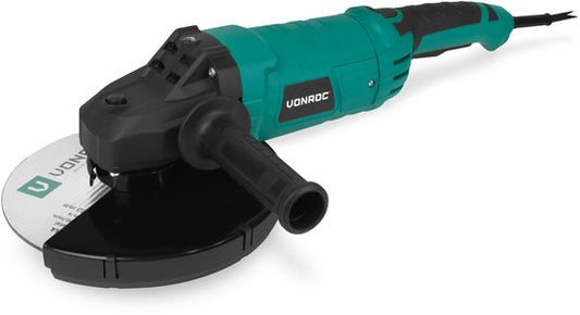 VONROC Haakse slijper 2350W – Ø230mm – 5800 tpm – Inc. zijhandgreep voor links- en rechtshandig gebruik – 3 meter rubberen kabel - excl. Slijpschijf