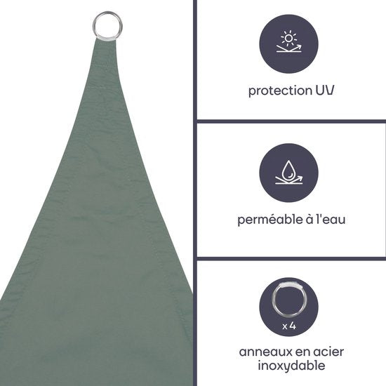Perel Schaduwdoek, waterafstotend, 3.6 x 3.6 x 3.6 m, 160 g/m², polyester, driehoek, groengrijs