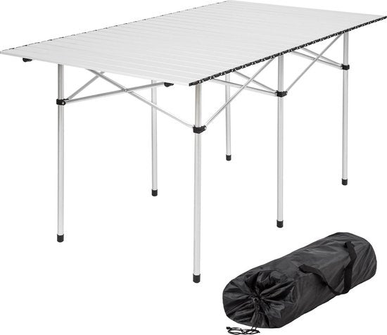 tectake® - Campingtafel - Opvouwbaar - Incl. draagtas - 140 x 70 cm - Grijs - 401170