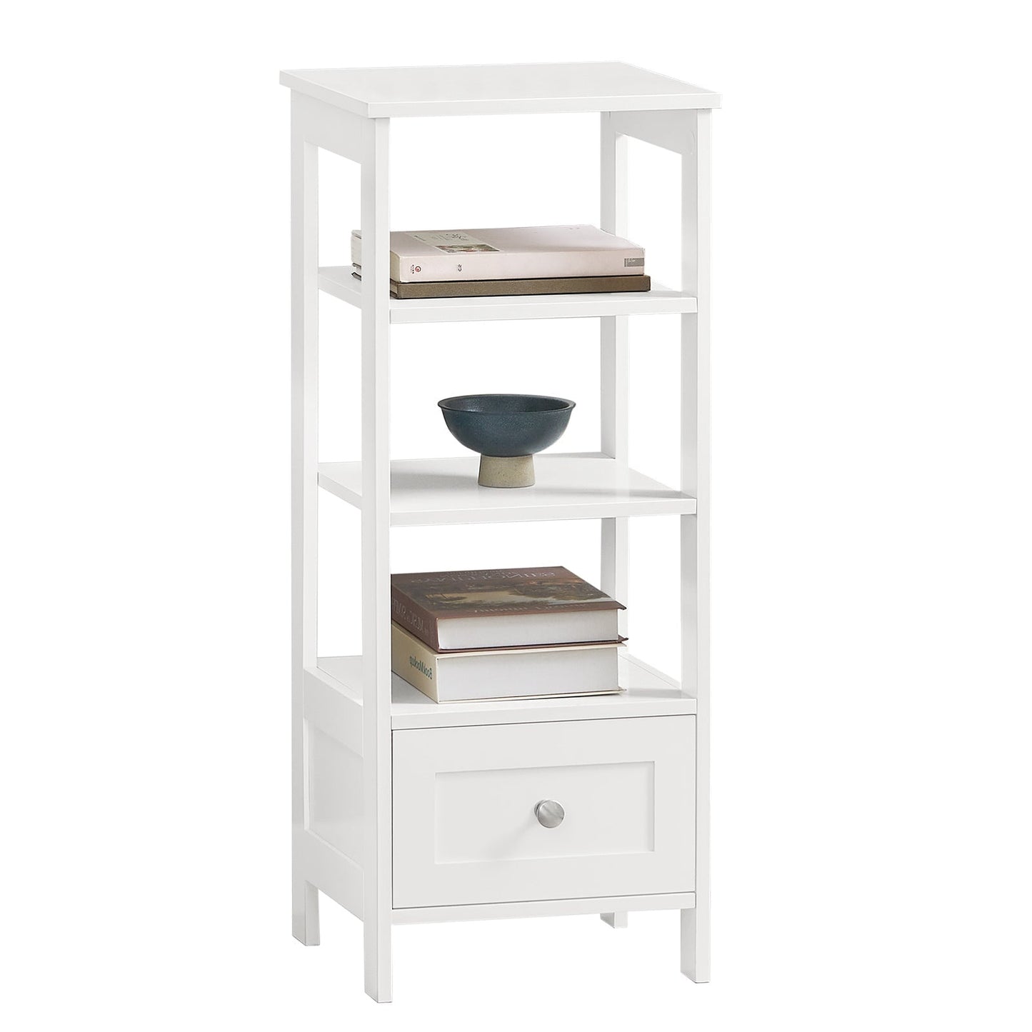 SoBuy Hoog bijzetkastje - Kantoor opbergmeubel - Max. 45KG - 30 x 28 x 74 cm - Wit