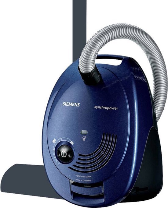 Siemens VS06A111 SynchroPower Stofzuiger met zak – Compact – 600 W – 4L stofzak – Blauw/Zwart