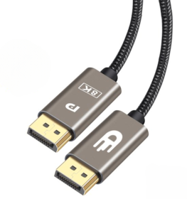 Drivv. Displayport Kabel - 8K 60Hz - 4K 144 Hz - 32.4GBps - Displayport 1.4 - DP Kabel - 1 meter - Modern Grey