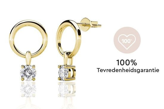 Yolora Dames Oorbellen met Kalpa Camaka Kristallen - Goudkleurig - 18K Geelgoud Verguld - Vrouwen Oorhangers Goud - Oorknoppen - Sieraden - Luxe Giftbox - Geschenkdoos - Cadeau doos - Exclusieve Geschenkverpakking - Mooie Cadeauverpakking
