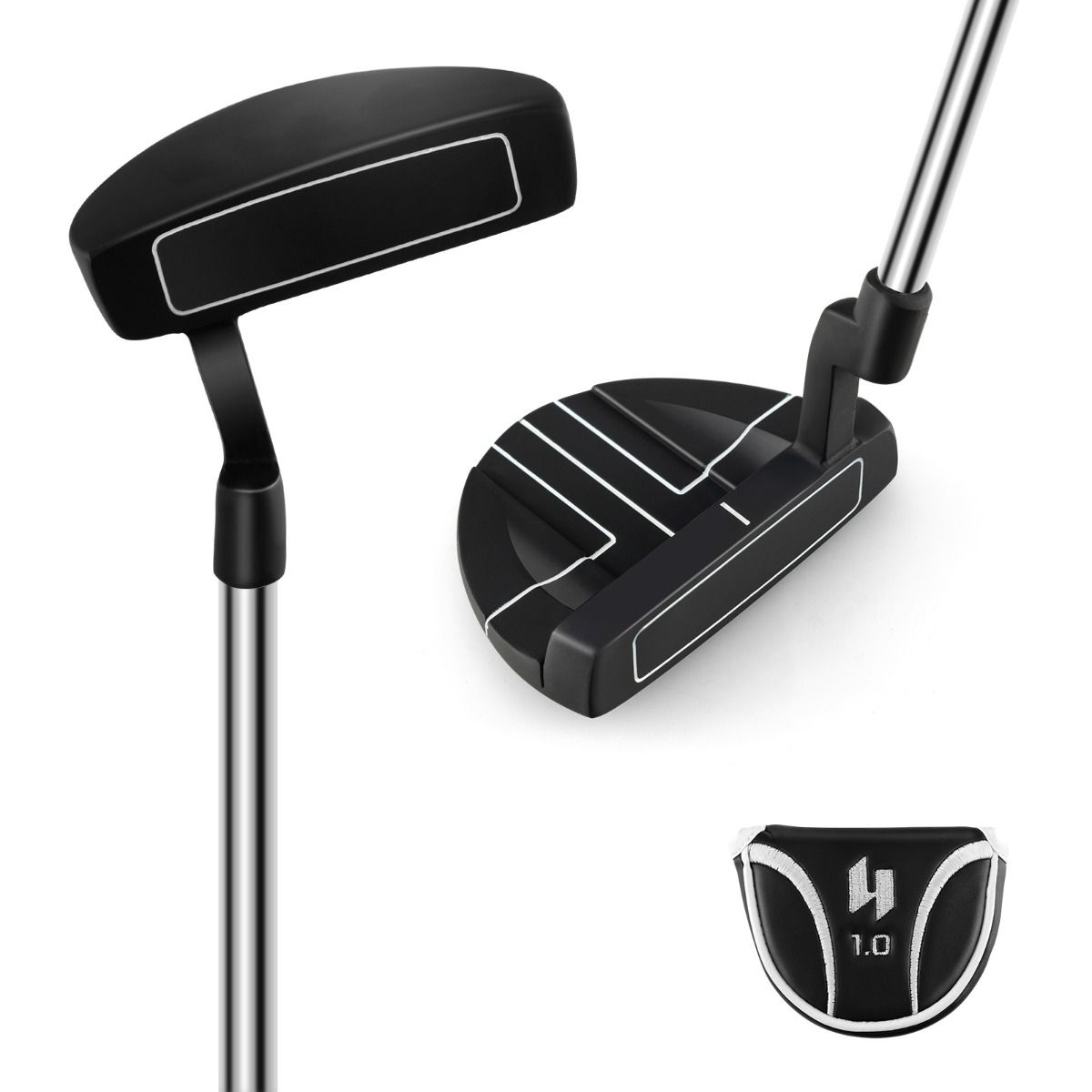 Coast Golfputter - malletkop - antislip handgreep - 89 cm - zwart