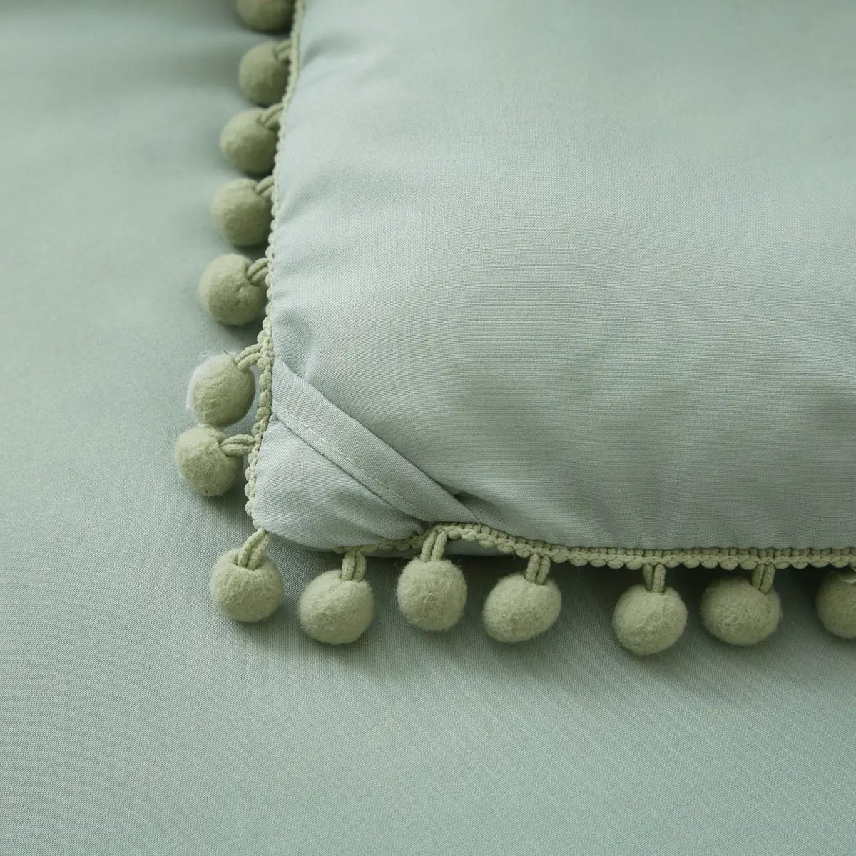 Meeallhome Dekbedovertrek Set met Pom-Pom Franjes - 200x220 cm + 2x 80x80 cm - Turquoise