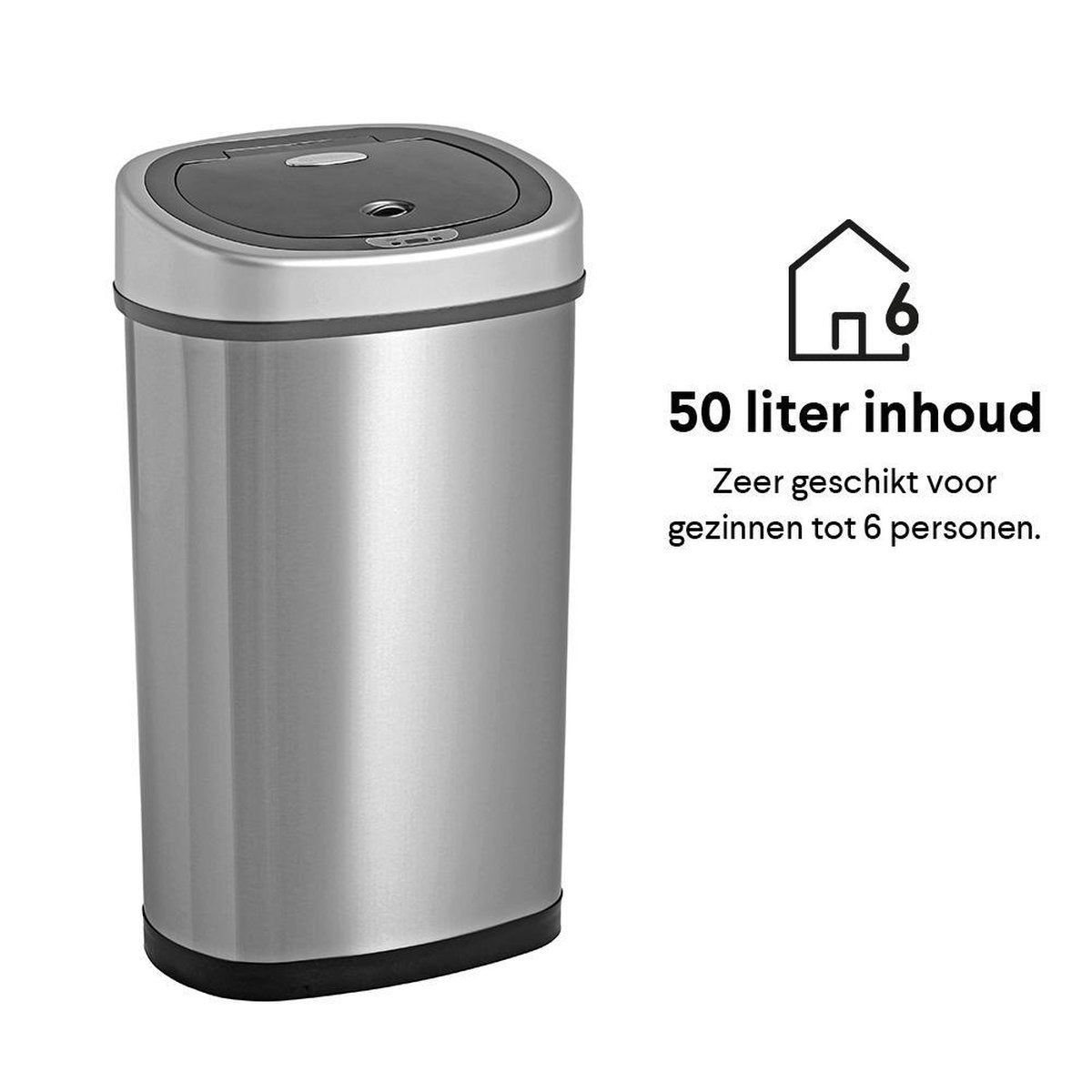 Homra FONIX - Prullenbak 50 liter- Met Sensor en Automatische Soft Close - RVS