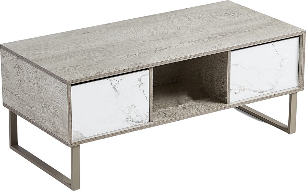 Niceey Salontafel met Lade - Koffietafel - Bijzettafel - Opbergruimte - Hout - 104 x 49.5 x 39.5 cm - Marmerlook
