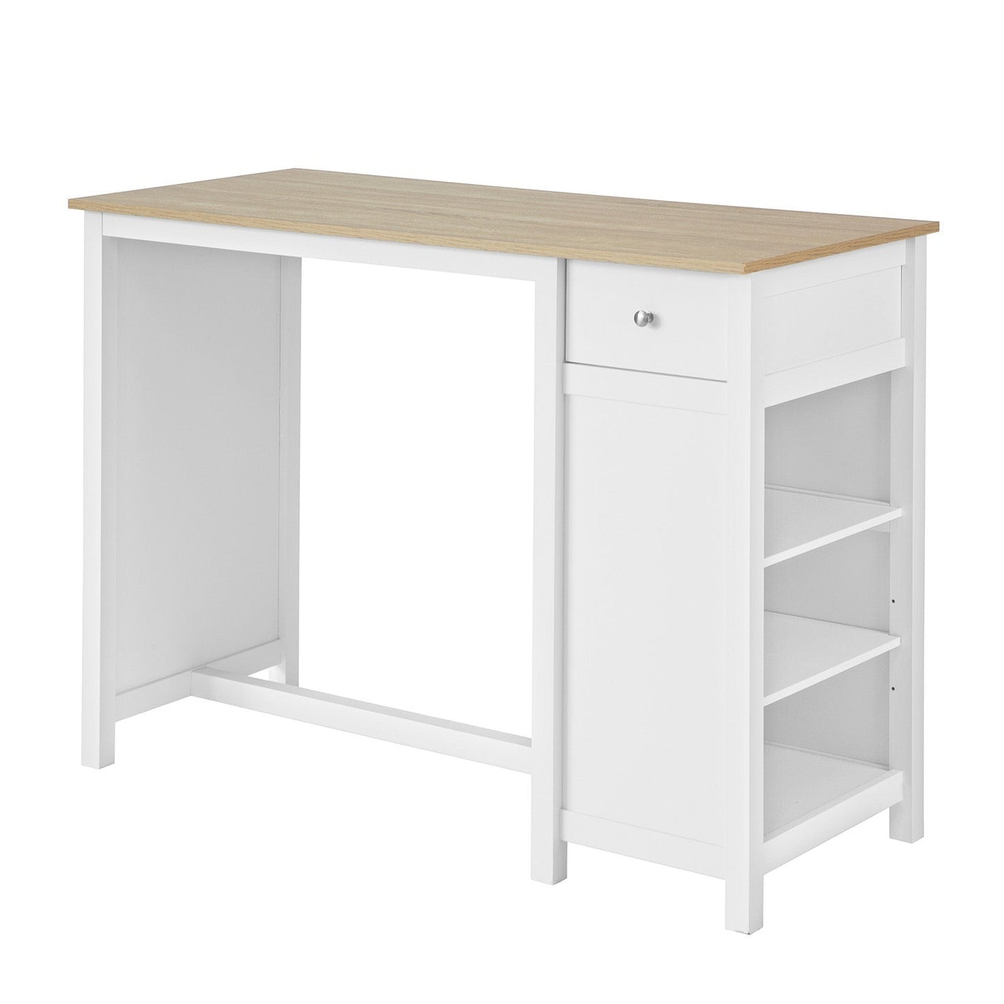 SoBuy Keukentafel met opbergplanken - 120 x 55 x 90 cm - Wit