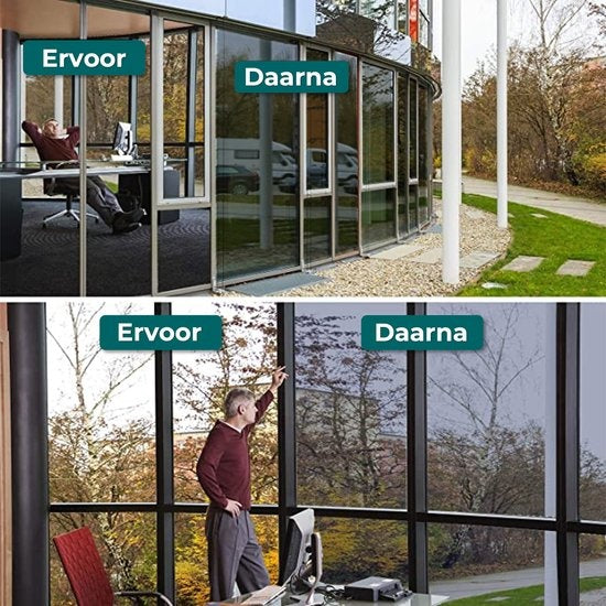Homewell Zonwerende HR Raamfolie 90x200cm - Statisch Isolerende folie met Spiegeleffect - Zwart (incl. Rakel)
