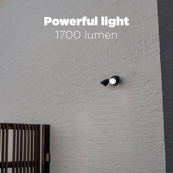 LUTEC Shrimp - LED security wandlamp voor buiten - Dag/nacht sensor - Premium aluminium - Tweekoppig - 1700Lm krachtig licht - 4000K helder wit licht - Mat zwart