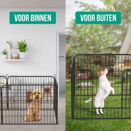 Avalo Puppyren Ø210cm Opvouwbaar - Zwart - 8 panelen 80x60cm