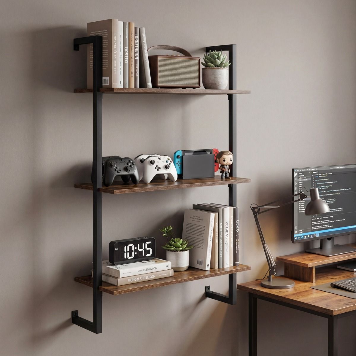 Coast Wandrek Keukenrek - 3 niveaus - metalen frame - bruin - 53 x 23 x 90 cm