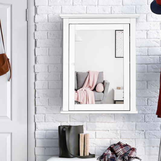 Costway - Badkamer - Spiegelkast - Hout -Wit - 56 x 15 x 69,5 cm