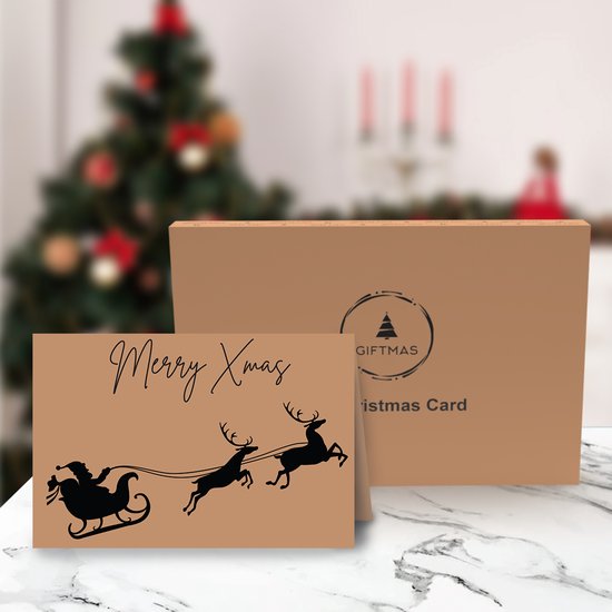 Giftmas - Kerstkaarten - Wenskaarten - 36 stuks - Met enveloppen en stickers - 10x15cm - Bruin