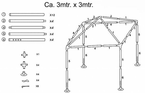 Lifetime Garden Partytent - Paviljoen - Waterdicht - 300 x 300 x 250 cm - Antraciet