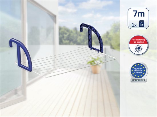 Leifheit hangdroogrek Classic 70 - drooglengte 7 m drooglengte - wit - blauw