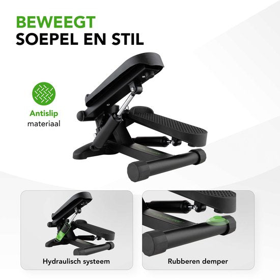 Tunturi Stepper - Stepper Fitness - Traploper - Aerobic Step - Fitness - Incl. display en Weerstandsbanden - Zwart