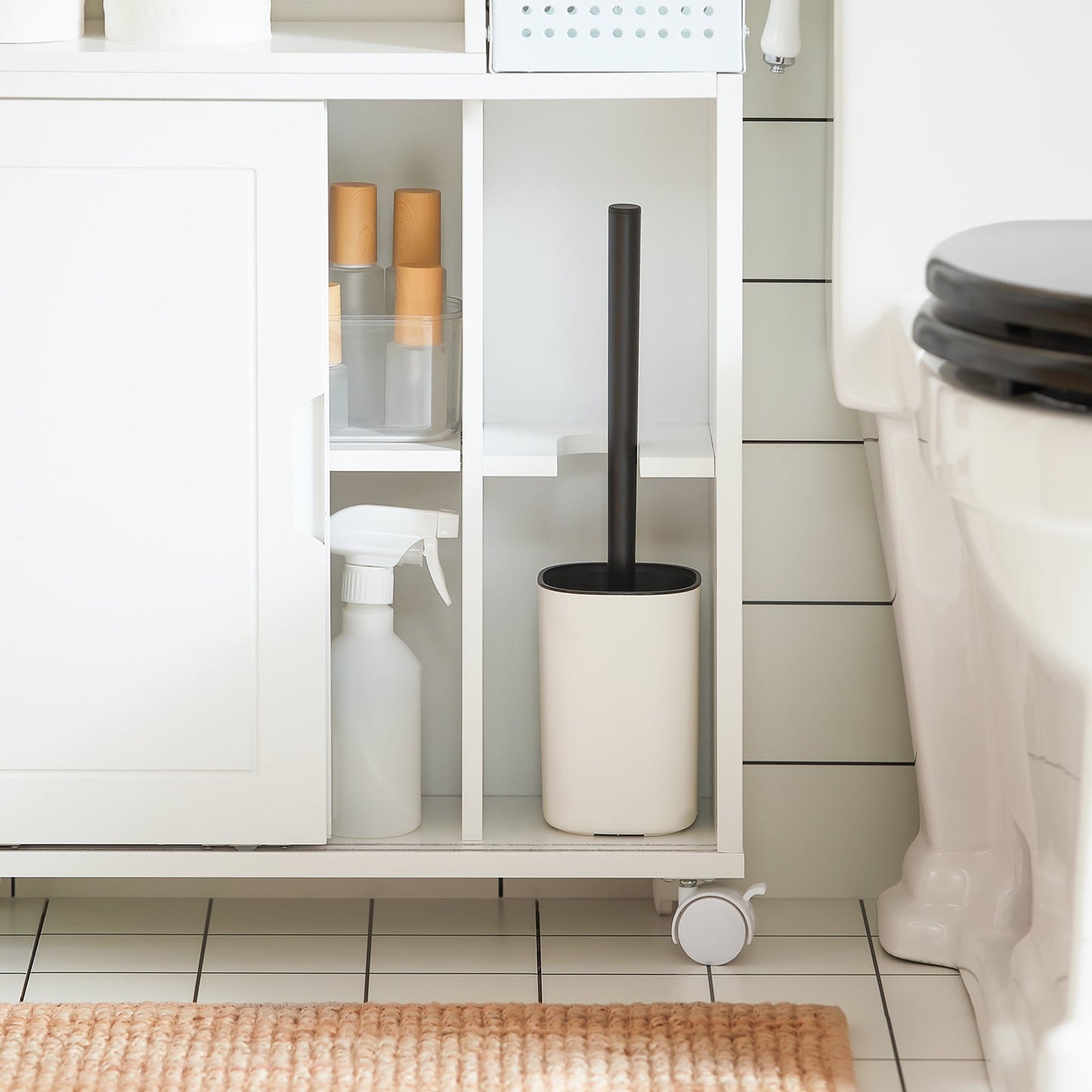 SoBuy Badkamerkast met Wielen - Smal - 69 x 52 x 17 cm - Wit
