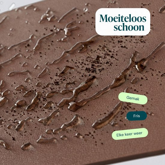 Castagnola Kunstlederen Onderzetters – Onderzetters voor Glazen – Design Onderzetters met Houder – Leren Onderzettersset met metalen houder – Leder – Set van 10 - Bruin - 10x10cm