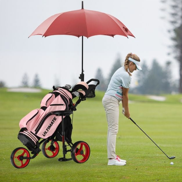 Coast Golftrolley - 3 Wielen -130 x 75 x 98,5 - Zwart met Rode Wielen