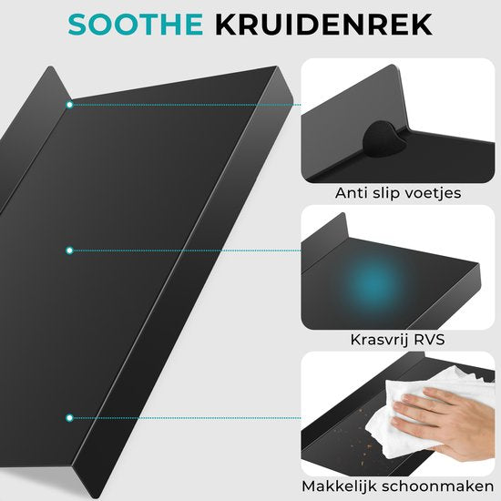 Soothe Kruidenrek Lade voor 36 Kruidenpotjes - Uitschuifbaar - 9 Set - Kruiden Organizer - Kruidenrekken - Kruidenrekje - RVS