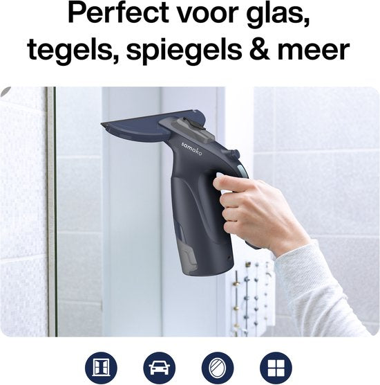 Elektrische Raamwisser CrystalClear - Ruitenreiniger USB Oplaadbaar - Ramenwasser met Afneembaar Reservoir - Sprayfunctie - Inclusief 2 Microvezeldoeken - Samako