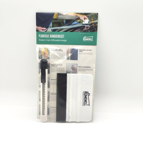 Homewell® Rakel met vilt en folie mes - Rubberen Squeegee (Toolset voor raamfolie, carwrap, plakfolie, keuken wrappen) 10x7,5cm