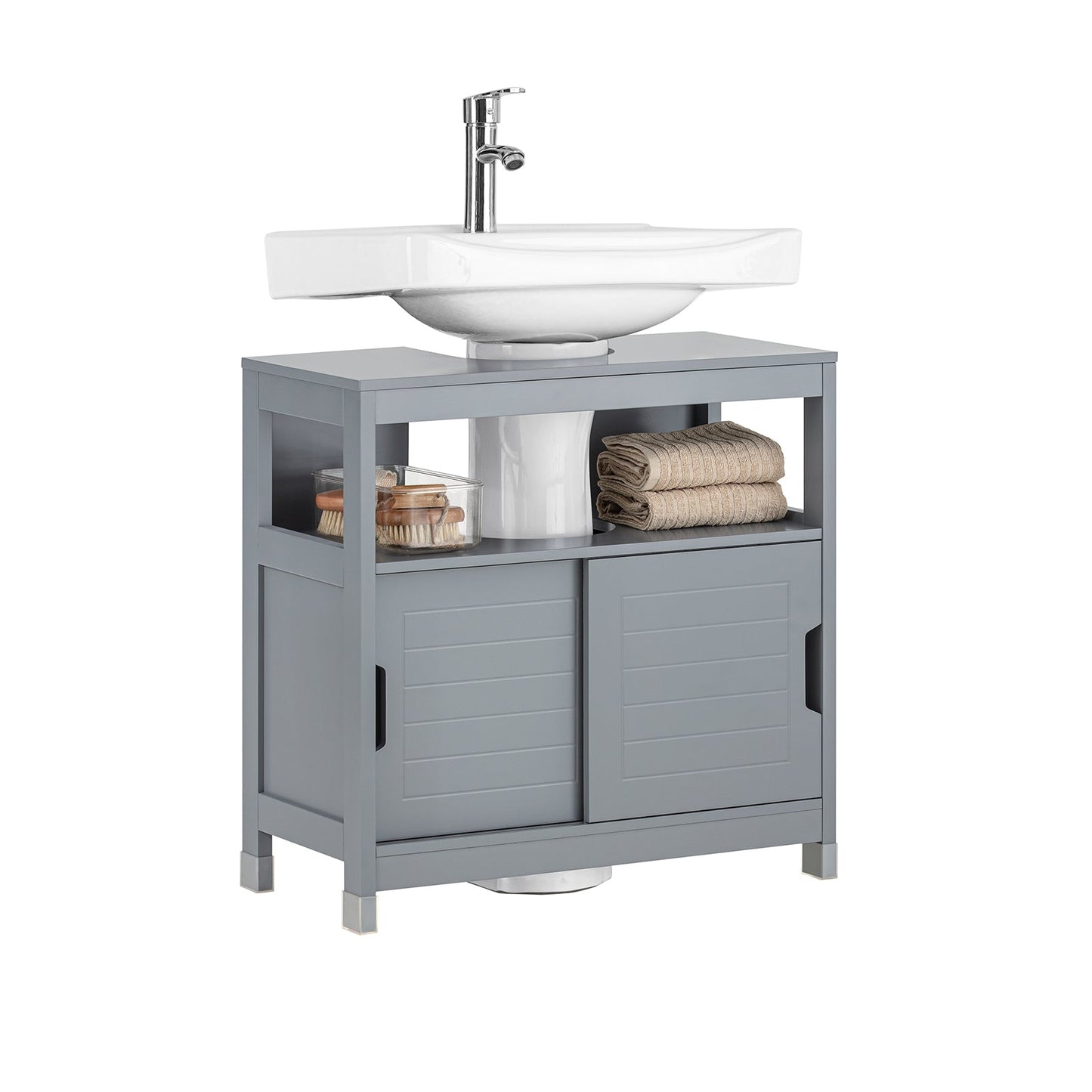 SoBuy Wastafelonderkast FRG128-II-SG - 2 Deuren - 1 Open Plank - 30 x 60 x 60 cm - Grijs