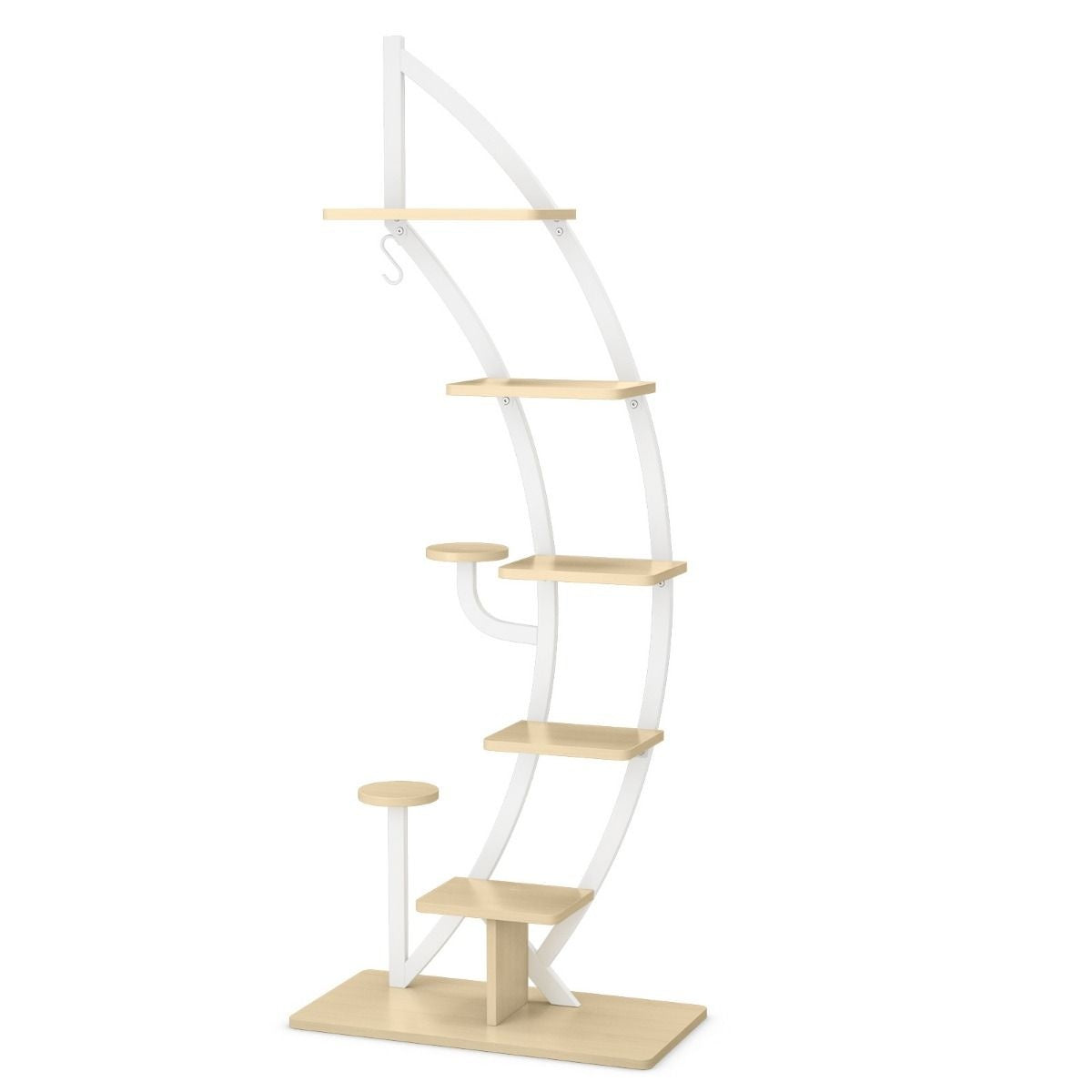 Coast plantenrek - 7- lagen - halve maan vorm - modern - metaal - 60 x 30 x 155 cm - wit