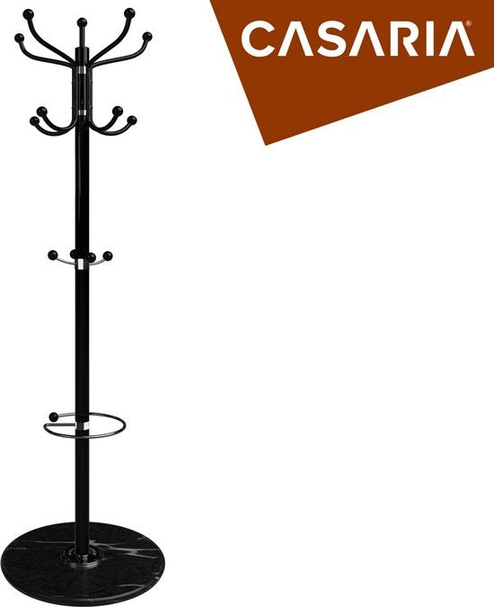 CASARIA Kapstok - 360° Draaibaar 14 Haken 37x37x175cm - Zwart