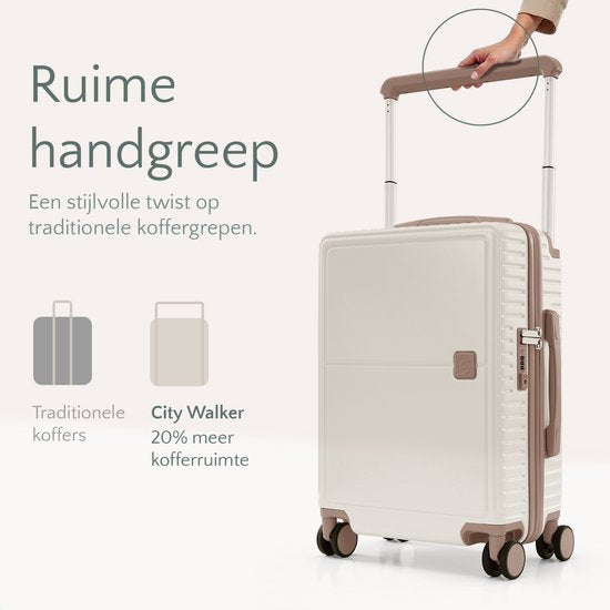SC City Walker - Medium Reiskoffer 77L - Lichtgewicht & Sterk - 360° Spinner Wielen - Origineel TSA-slot - Inclusief Beschermhoes & Wetpouch - 66 x 45 x 26 cm - Beige