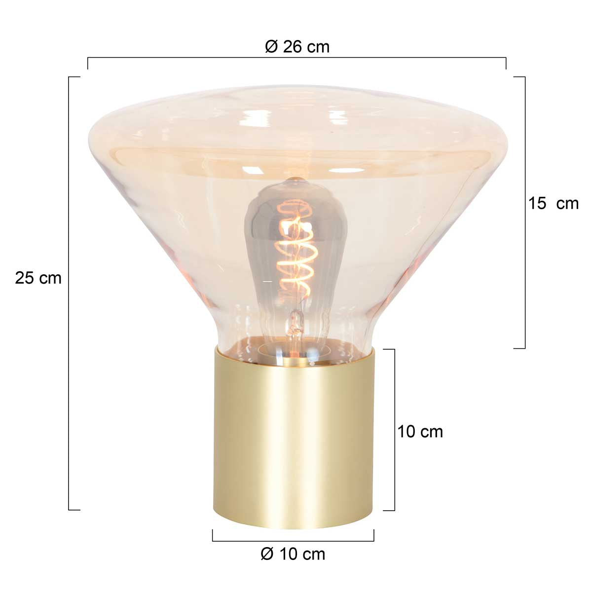 Tafellamp Ambiance 3401ME - Eigentijds messing met amberkleurig glas - Steinhauer - Binnen Gebruik