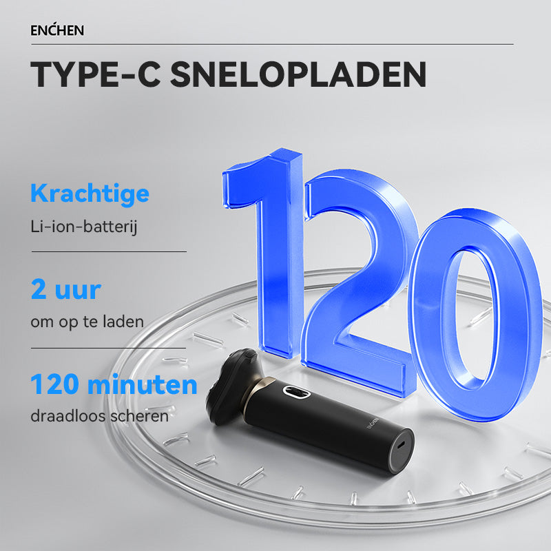 ENCHEN BlackStone 6 elektrische roterende scheerapparaat voor mannen met 3D zwevende scheerbladen en oplaadbaar via USB Type-C, 1 stuk