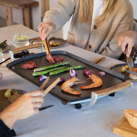 Boska Elektrische Grillplaat Pro – 35x56 cm Eiken Handgrepen – Teppanyaki-plaat