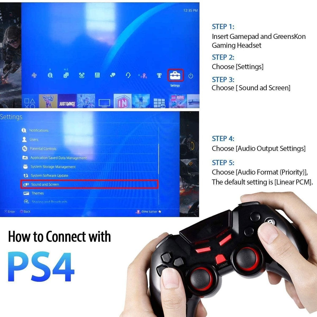 KOTION EACH G9000 Gaming Headset - PS4, laptops - Zwart/Blauw