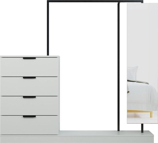 Kledingrek - ladekast met spiegel - kledingkast - opbergkast kleding - hangkast kleding