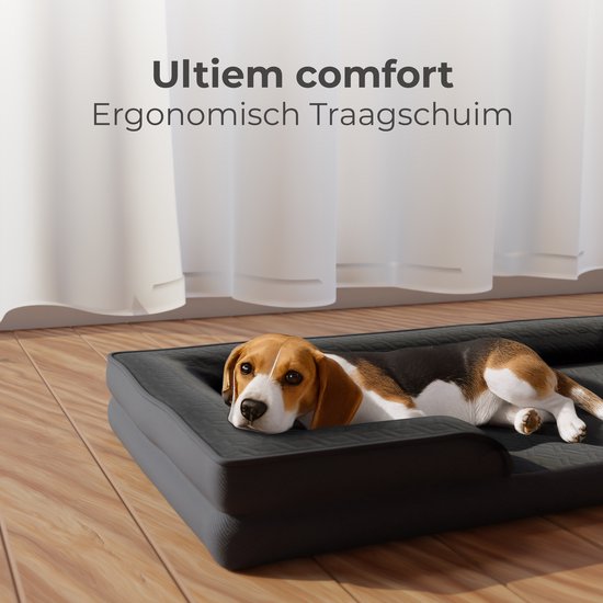 CozySense® Orthopedische Hondenmand 100x70 cm - Maat XL - Waterdicht Hondenbed met Wasbare Hoes - Geschikt Als Benchkussen - Zwart