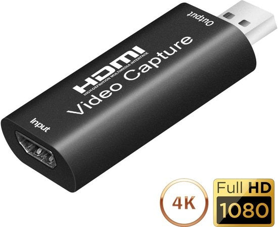 Earkings® Game Capture Card – 4K Invoer & 1080p Full HD Uitvoer – HDMI naar USB 3.0 – 6.4 x 2.8 x 1.3 cm – Zwart