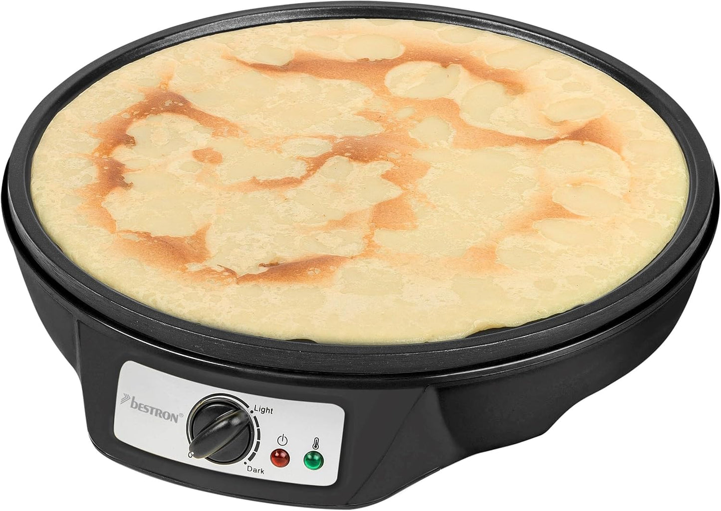 Bestron Crêpe Maker Ø30cm - Pannenkoekenmaker met Deegverdeler & Crêpespatel - Antiaanbaklaag - 1000 Watt - Zwart