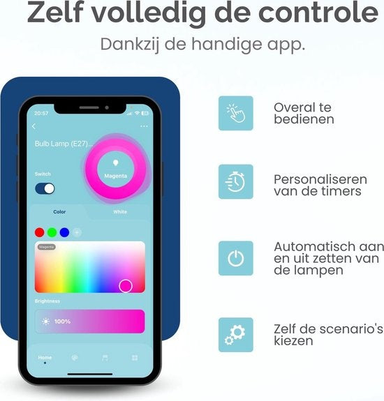 Gologi Slimme Vloerlamp LED - Hoeklamp - Industrieel - Staand - Woonkamer - Dimbaar - RGBW - Met App - Zwart