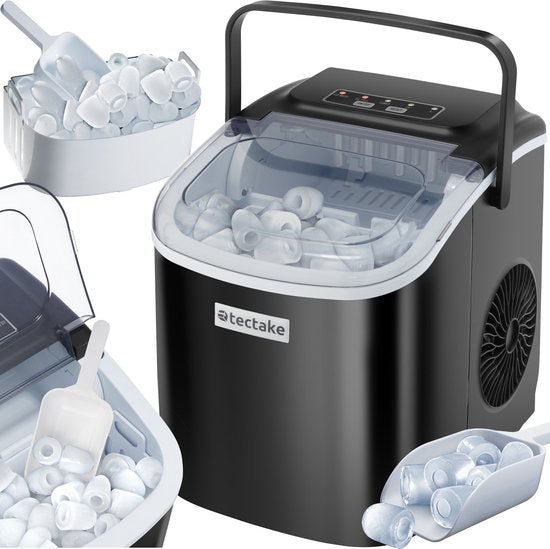 tectake® IJsblokjesmachine Arctic - 1,2L - 2 IJsblokjes Formaten - IJsmachine - Ice cube maker - IJsblokjesmaker met IJsschep - Zwart