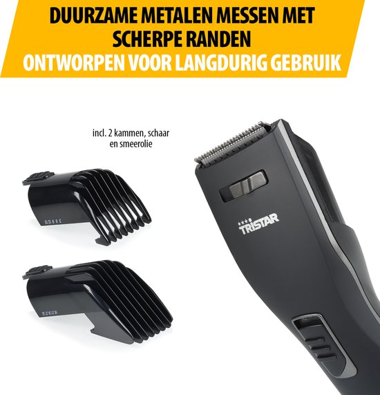 Tristar TR-2572 - Trimmer mannen Oplaadbaar - 3 tot 30 mm - 60 min draadloze werking - Incl 2 opzetstukken