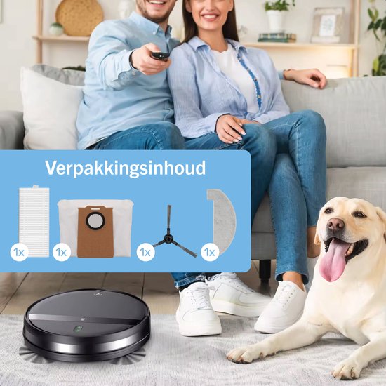 Skoov Robotstofzuiger Accessoireset – Incl. HEPA-filter, Dweildoek, Zijborstel & Opvangzak – Zwart