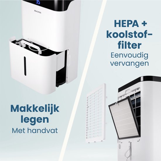 Auronic Luchtontvochtiger en Luchtreiniger - Better Plus Series - Ontvochtigt 12L per dag - 5L Waterreservoir - Slaapkamer, Badkamer, Woonkamer en Kantoor - Vochtvreter voor in Huis - Wit